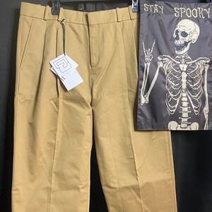 Paco Rabanne Pleated Trousers Khaki Cotton Blend Dress‎ Pants Size 52